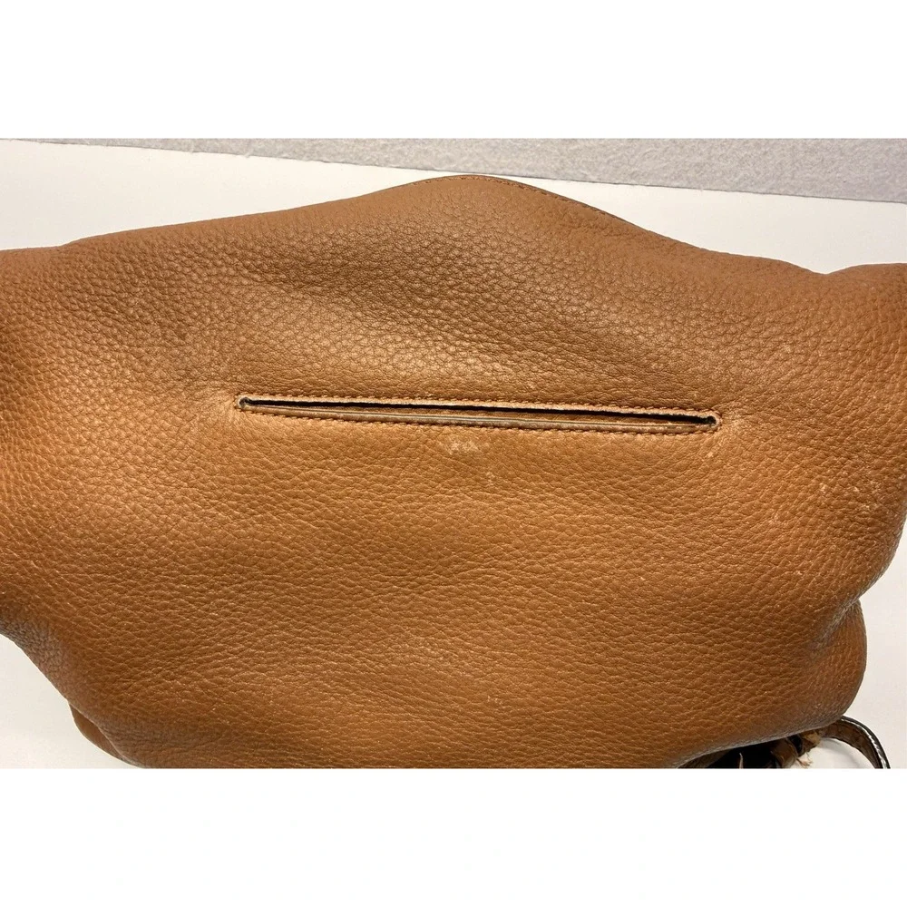 Michael Kors Lupita Large Hobo Bag Cognac Brown Pebbled Leather Crossbody